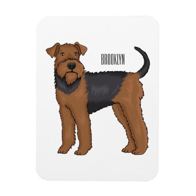 Ímã Ilustração de desenho animado de cão Airedale terr (Vertical)