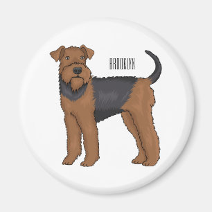 Imã Ilustração de desenho animado de cão Airedale terr