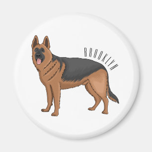 Imã ilustração de desenho animado de cão german shephe