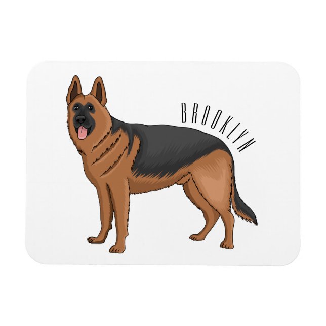 Ímã ilustração de desenho animado de cão german shephe (Horizontal)