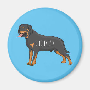 Imã Ilustração de desenho animado de cão rottweiler