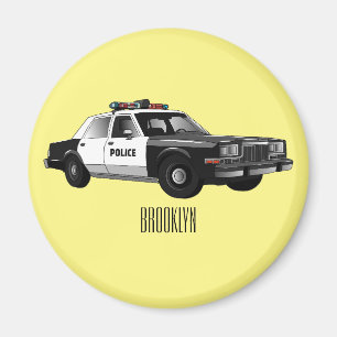 Imã Ilustração de desenho animado de carro da polícia