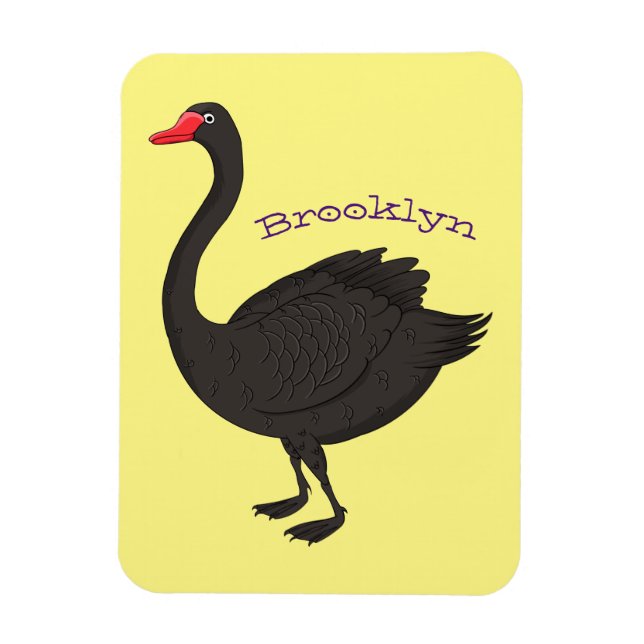 Ímã Ilustração de desenho animado de cisne preto (Vertical)
