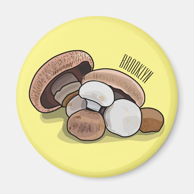 Imã Ilustração de desenho animado de cogumelo (Frente)