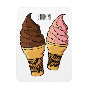 Ímã Ilustração de desenho animado de cone de sorvete 