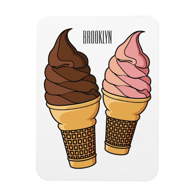 Ímã Ilustração de desenho animado de cone de sorvete  (Vertical)