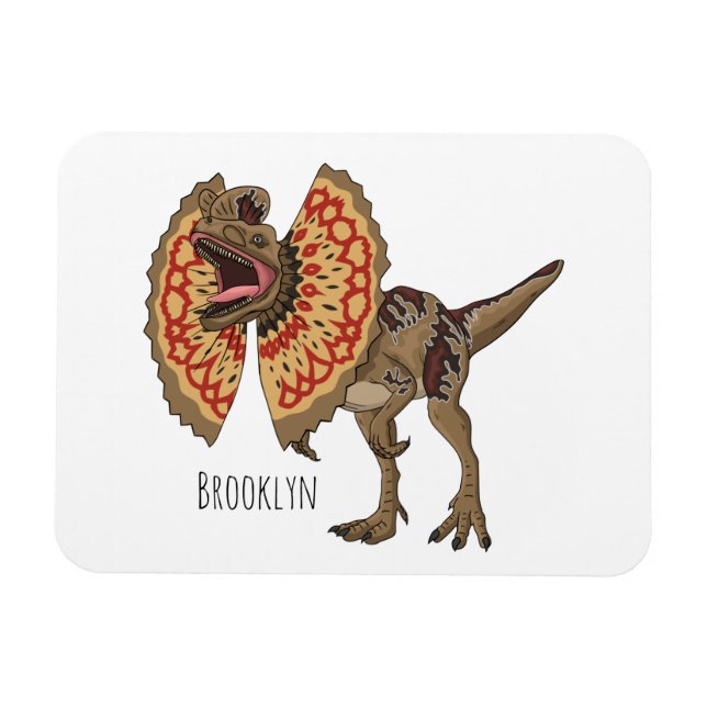 Ímã Ilustração de desenho animado de Dilophosaurus (Horizontal)