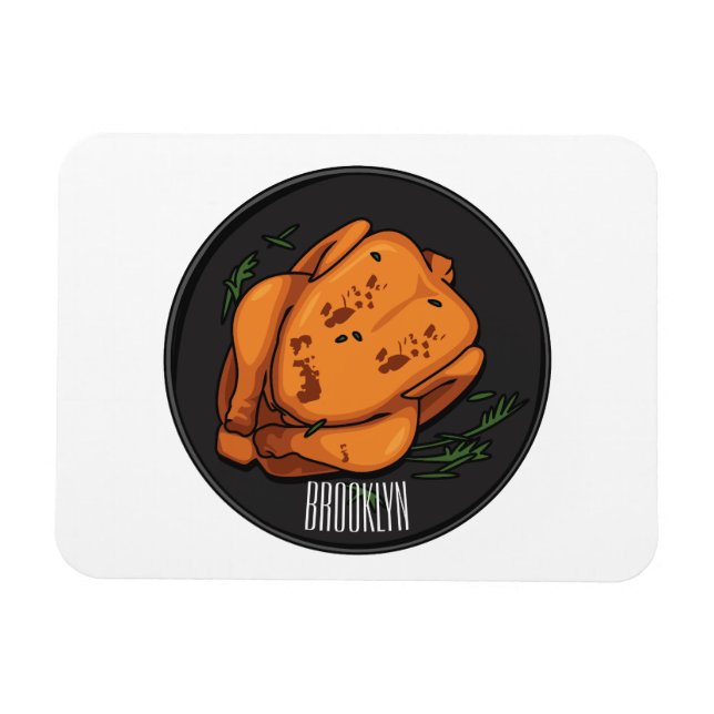 Ímã Ilustração de desenho animado de frango assado (Horizontal)