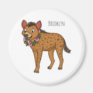Imã Ilustração de desenho animado de Hyena e flores