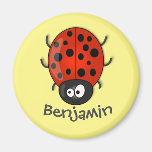 Imã Ilustração de desenho animado de ladybug vermelh