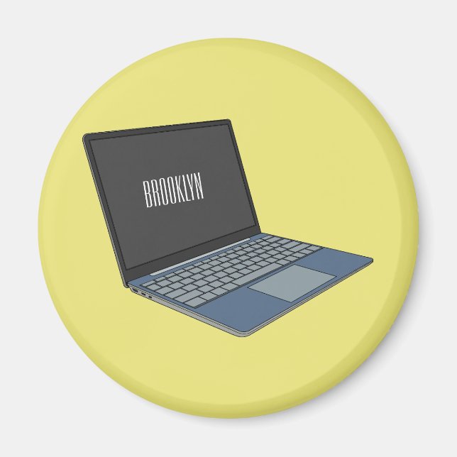 Imã ilustração de desenho animado de laptop (Frente)