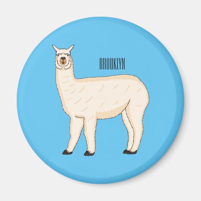 Imã Ilustração de desenho animado de Llama (Frente)