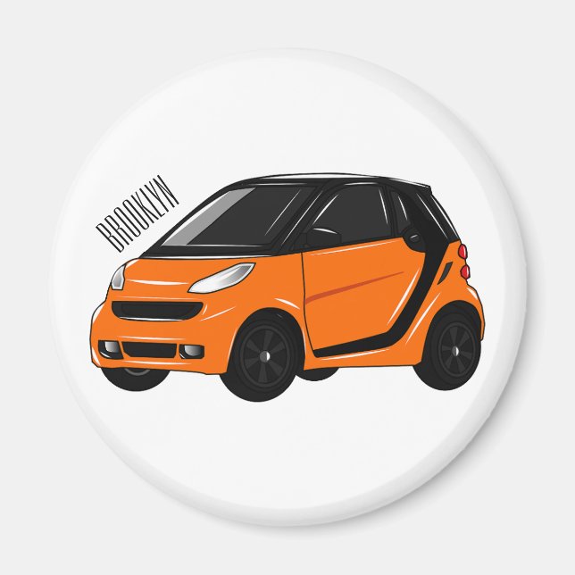 Imã Ilustração de desenho animado de microcarro (Frente)