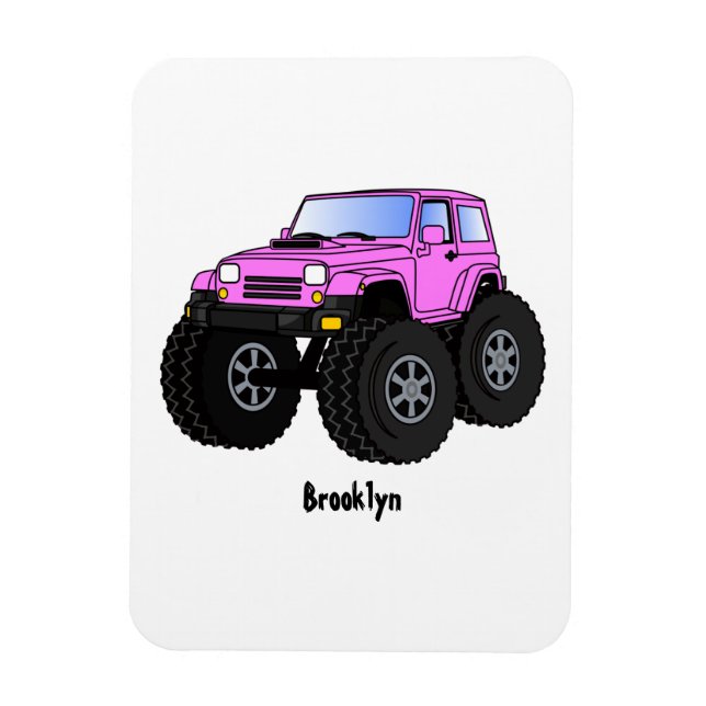 Ímã Ilustração de desenho animado de monstro rosa (Vertical)
