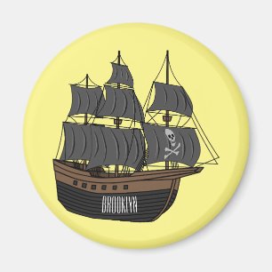 Imã Ilustração de desenho animado de navio pirata