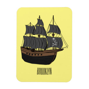 Ímã Ilustração de desenho animado de navio pirata