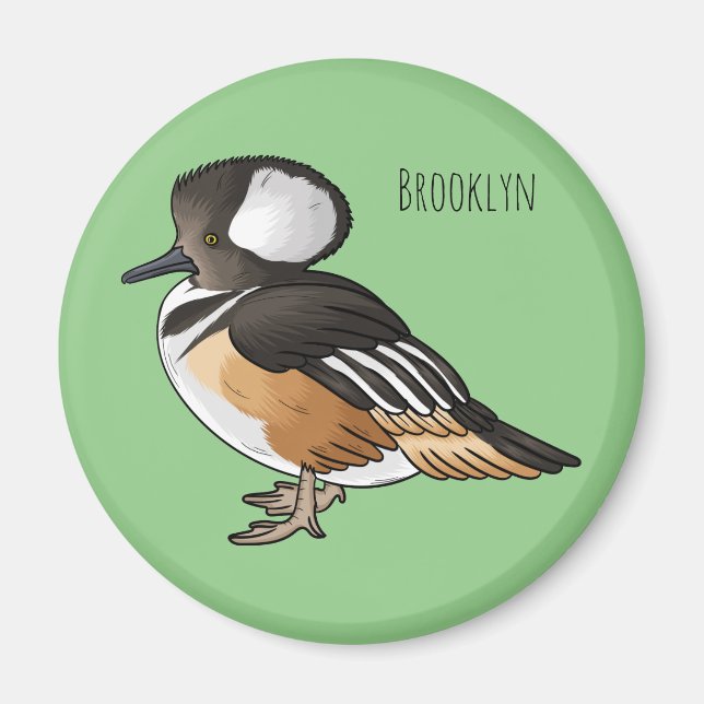 Imã Ilustração de desenho animado de pássaro merganser (Frente)