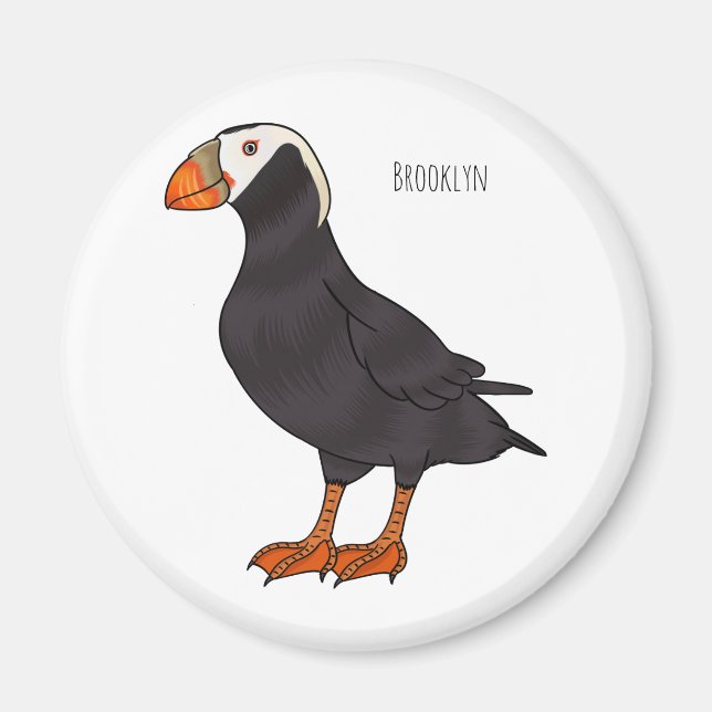 Imã Ilustração de desenho animado de pássaros puffin t (Frente)