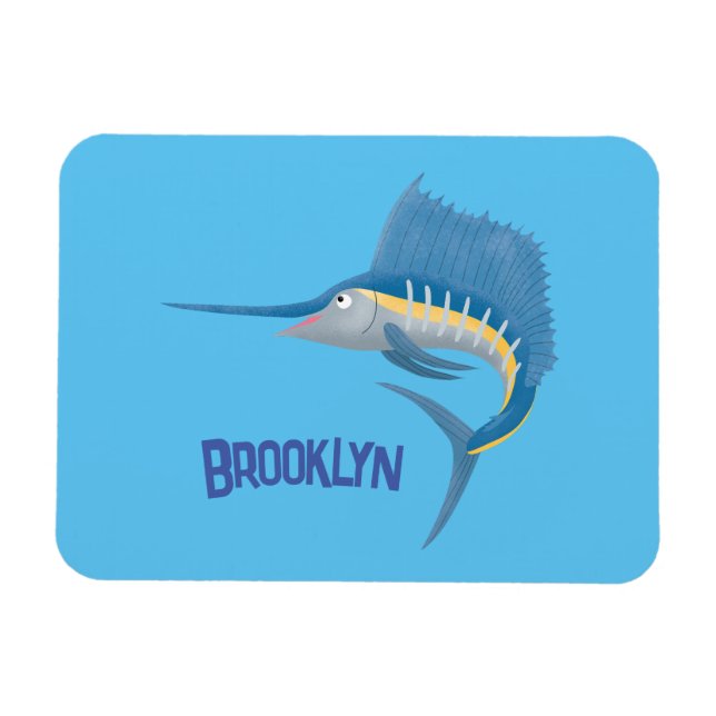 Ímã Ilustração de desenho animado de peixe-espada (Horizontal)