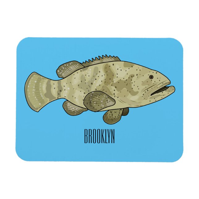 Ímã Ilustração de desenho animado de peixe-grua (Horizontal)