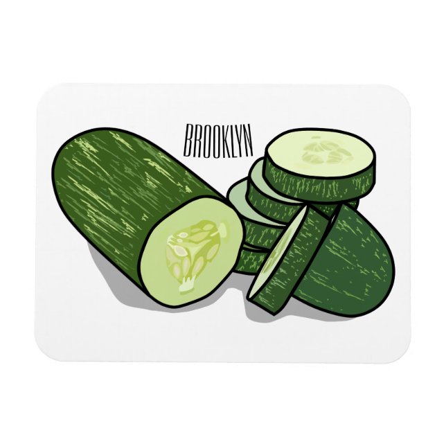 Ímã Ilustração de desenho animado de pepino (Horizontal)