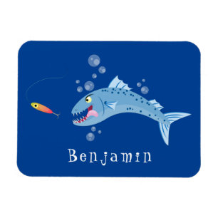 Ímã Ilustração de desenho animado de pesca com fome