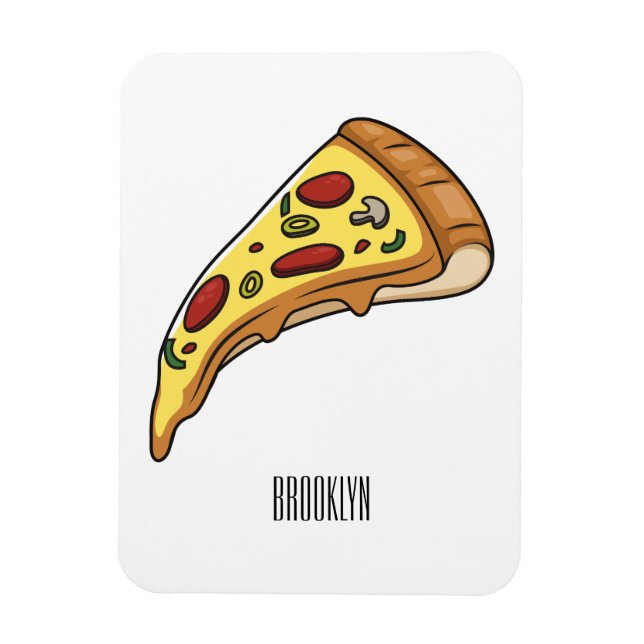 Ímã Ilustração de desenho animado de pizza (Vertical)