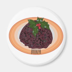 Imã Ilustração de desenho animado de pudim de Natal