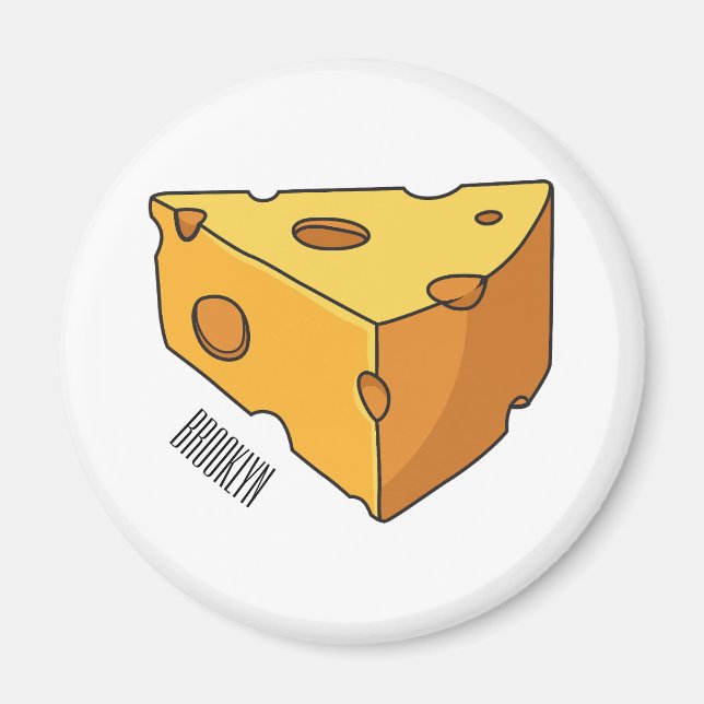 Imã Ilustração de desenho animado de queijo (Frente)