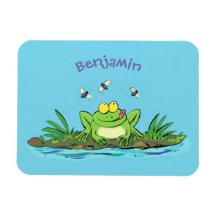 Ímã Ilustração de desenho animado de sapo verde-esfo