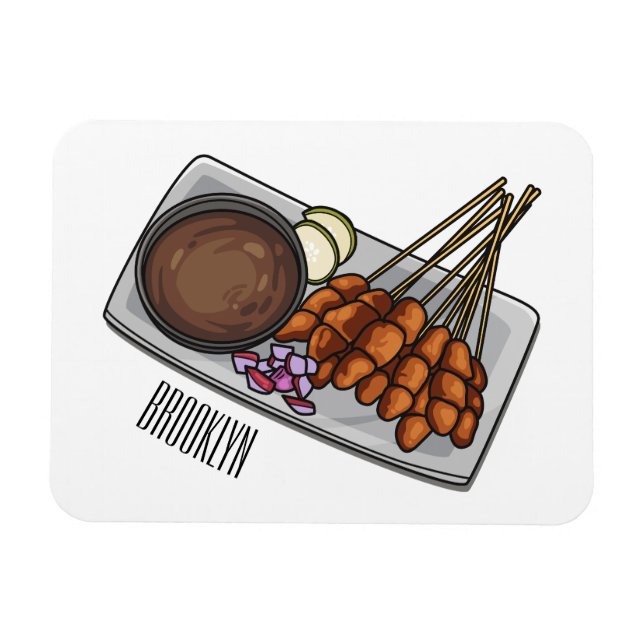 Ímã Ilustração de desenho animado de Satay (Horizontal)
