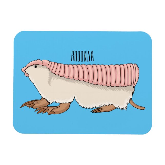 Ímã Ilustração de desenho animado de tatu-fada rosa (Horizontal)