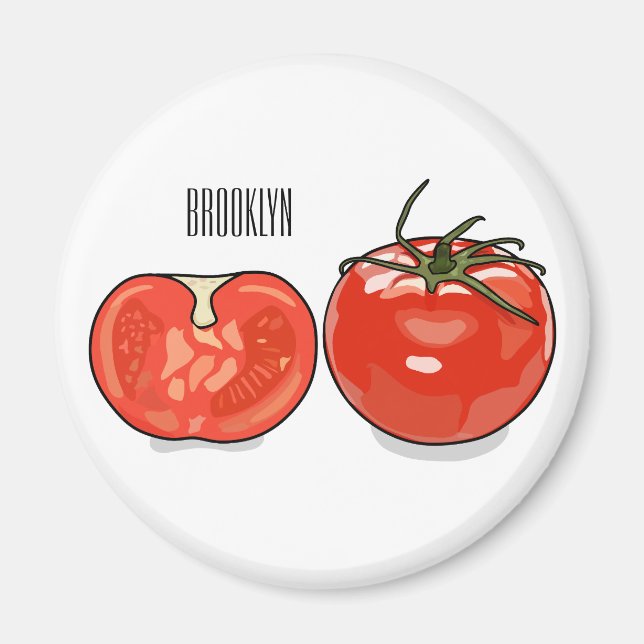 Imã Ilustração de desenho animado de tomate (Frente)
