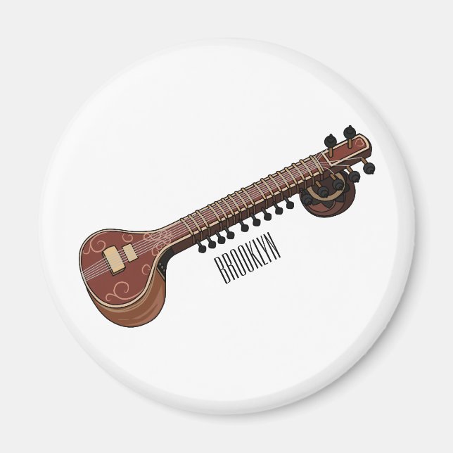 Imã Ilustração de desenho animado de violão (Frente)