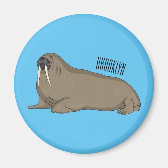 Imã Ilustração de desenho animado de Walrus (Frente)