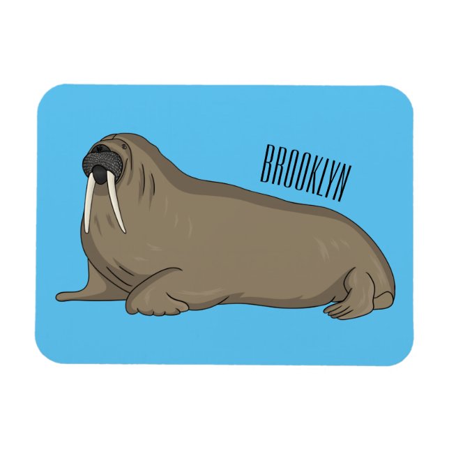 Ímã Ilustração de desenho animado de Walrus (Horizontal)