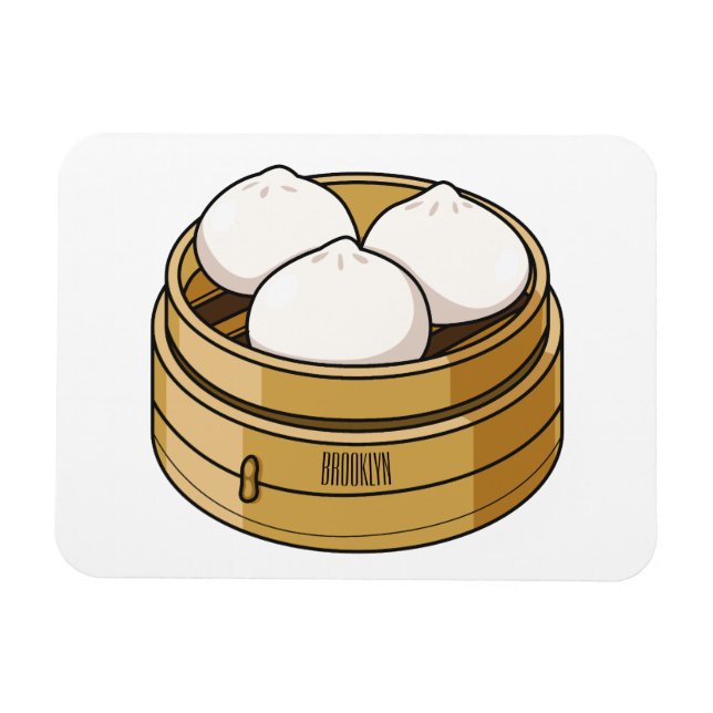 Ímã Ilustração de desenho animado Dim sum (Horizontal)