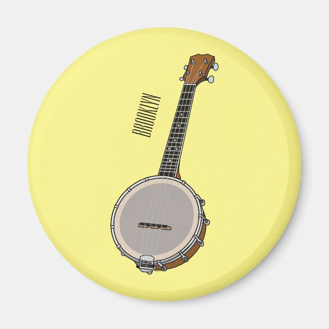 Imã Ilustração de desenho animado do Banjo (Frente)