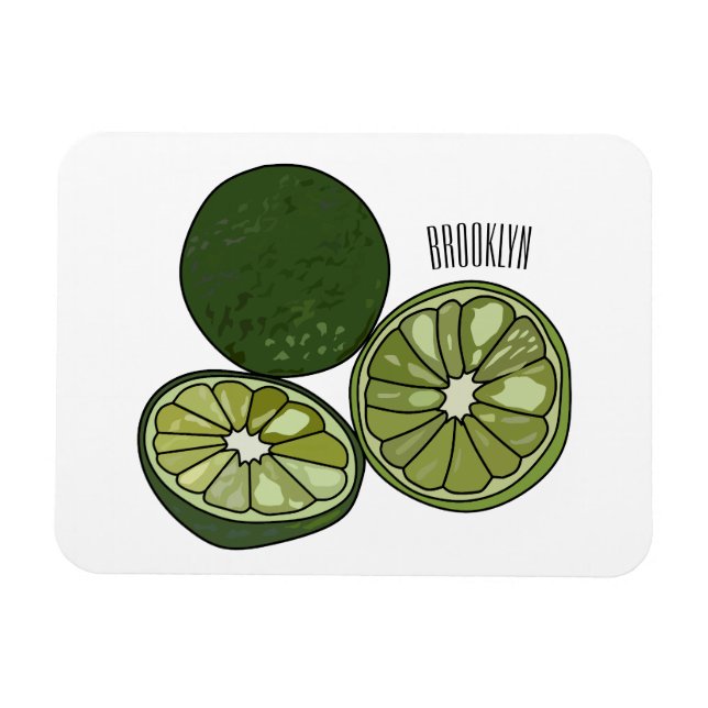 Ímã Ilustração de desenho animado do limão Kaffir (Horizontal)