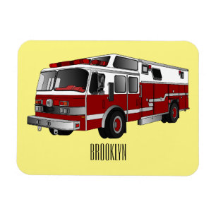 Ímã Ilustração de desenho animado do motor de incêndio