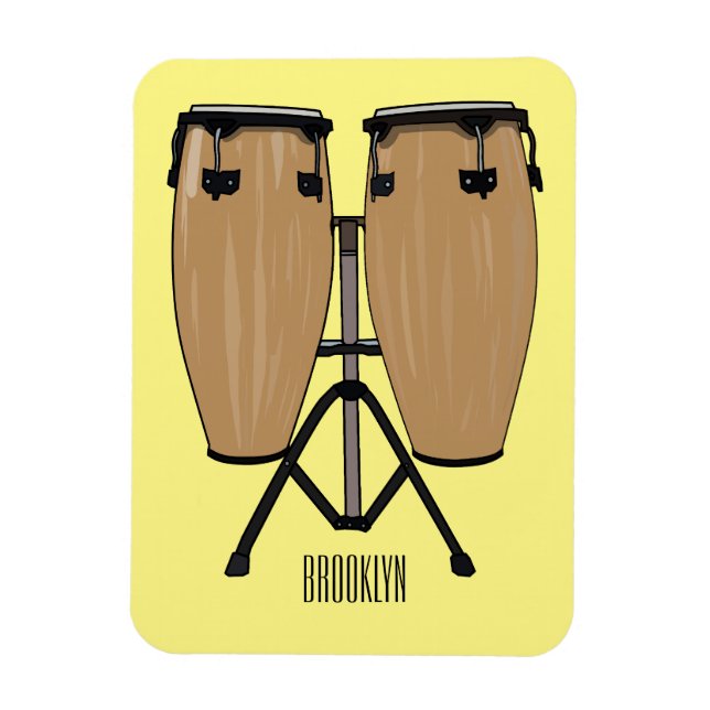 Ímã Ilustração de desenho animado do tambor de bongo (Vertical)