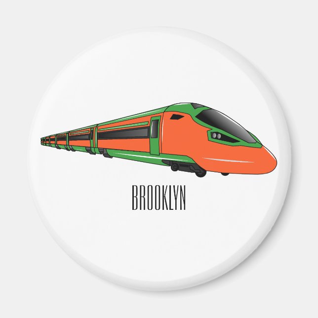 Imã Ilustração de desenho animado do trem de bala (Frente)