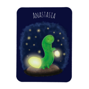 Ímã Ilustração de desenho animado do verme verde-cla