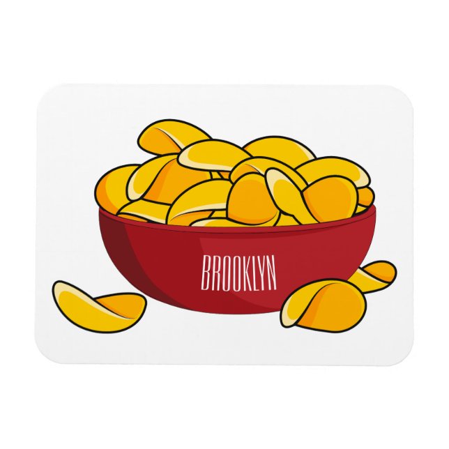 Ímã Ilustração de desenho animado em chip de batata (Horizontal)