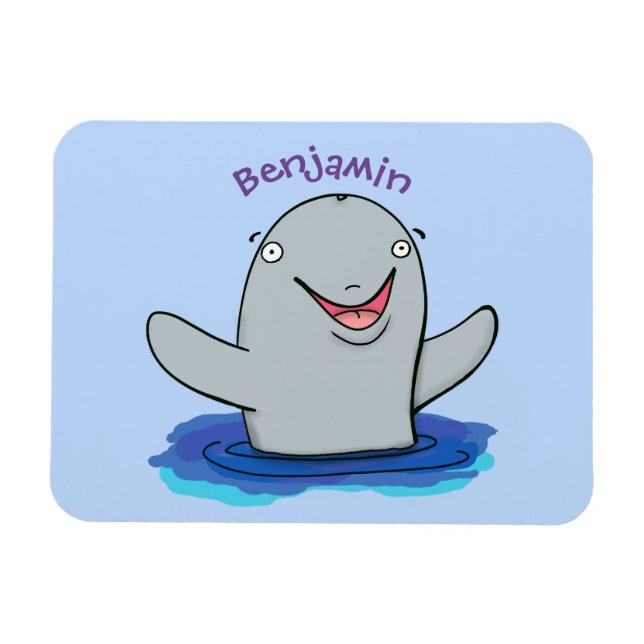 Ímã Ilustração de desenho animado feliz e adorável (Horizontal)