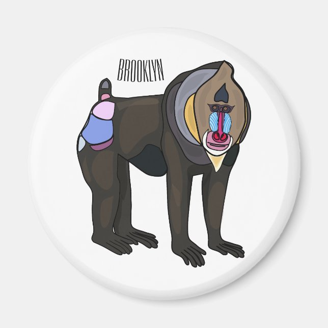 Imã Ilustração de desenho animado Mandrill (Frente)