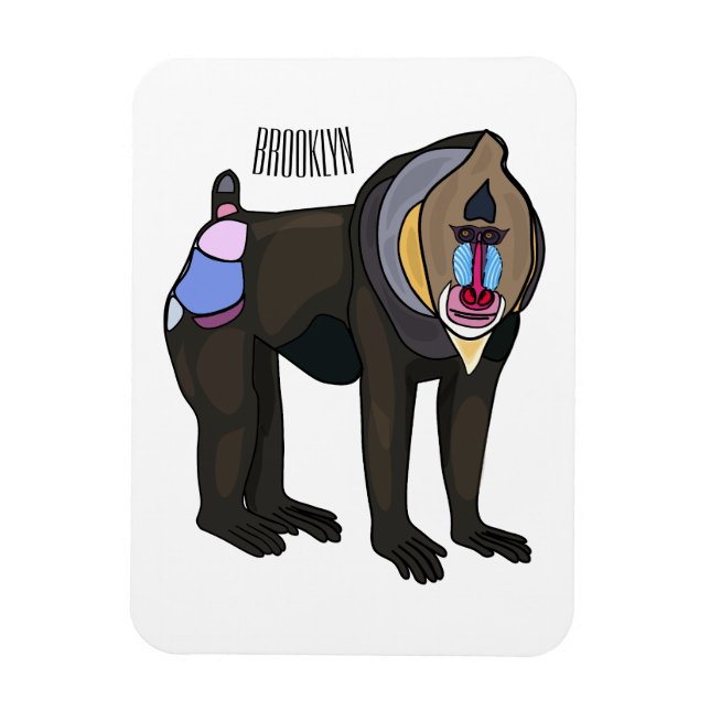 Ímã Ilustração de desenho animado Mandrill (Vertical)