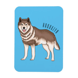 Ímã Ilustração de desenho animado siberiano husky