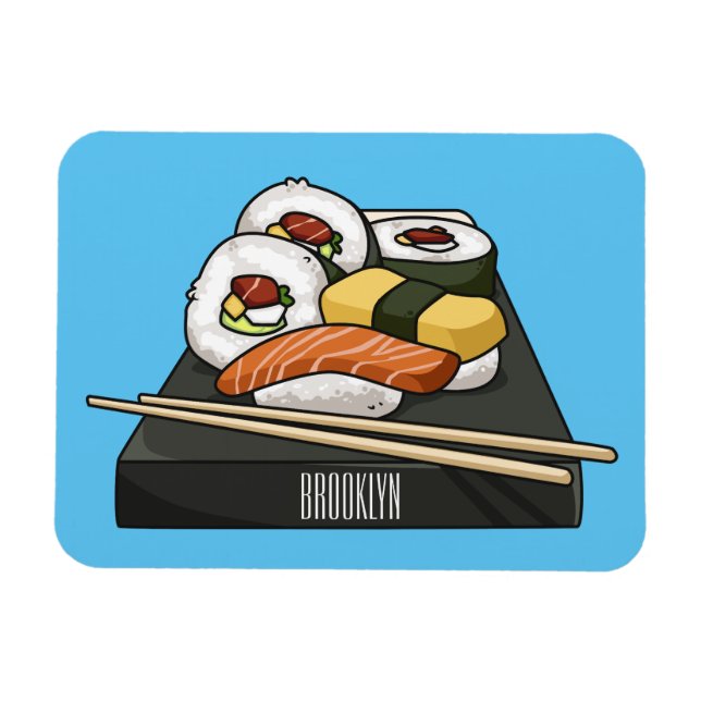 Ímã Ilustração de desenho animado Sushi (Horizontal)