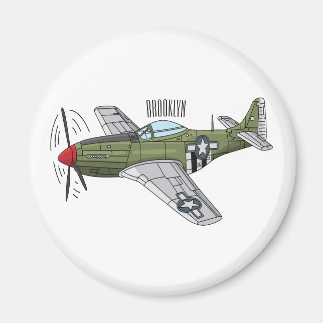 Imã Ilustração de desenho de avião militar (Frente)